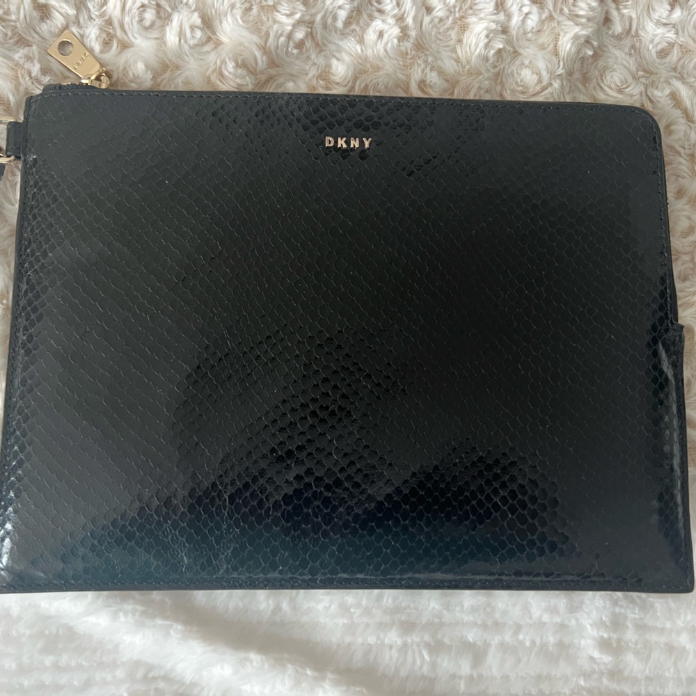 DKNY embossed leather envelope clutch